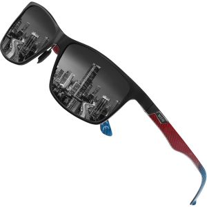 Kathlelxh-Lunettes De Soleil Polarisées Pour Homme Avec Cadre Rectangulaire En Métal Et Lunettes En Fibre De Carbone Uv400 Cat 3 Dc8206[H863] - Neuf