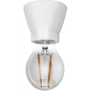 Kal-Douille De Lampe En Porcelaine Minz, Ronde, Blanche + Lampe Led 370lm, Blanc Extra-Chaud - Neuf