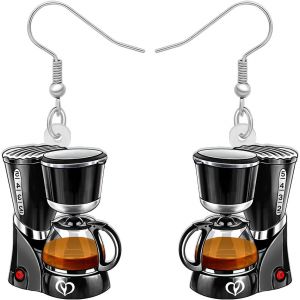 Kal-Acrylique Drôle Machine À Café Boucles D'oreilles Dangle Drop Retro Vintage Bijoux Cool Barista Cadeaux Pour Les Amateurs De Café Femmes Boyeurs Maman - Neuf