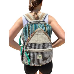 Sac À Dos En Chanvre Pour Voyage Style Hippie Grande Taille, Idéal Pour L'Été, Le Jour Ou Les Festivals, Décontracté, Vintage, Homme, Femme, Tissu Imperméable, Fermeture Éclair Triangulaire - Neuf