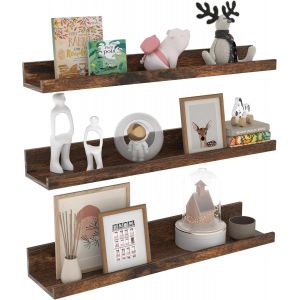 Cmwx-60cm &Eacute;tag&egrave;re Murale Lot De 3, Etagere Murale Flottante En Bois Rustique Pour Chambre Bureau Salon Et Cuisine, Marron - Neuf