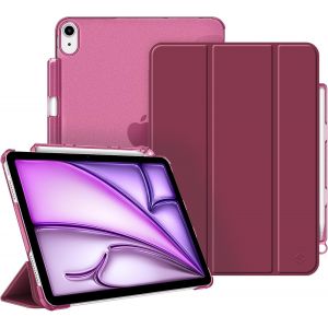 LORANKA-Coque pour iPad Air 11 Pouces (M3) 2025/(M2) 2024 et iPad Air 5e/4e G&eacute;n&eacute;ration 10.9 Pouces (2022/2020) - [Rangement de Stylet] &Eacute;tui Transparent Mat, Housse Fine, Bourgogne - Neuf