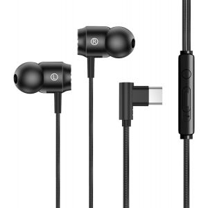 KALANKA-Casque USB C pour iPhone 16Pro Max, &eacute;couteurs filaires USB C pour Samsung Galaxy S24 Ultra, casque compatible avec OnePlus 10T/10 Pro, iPad Pro/Mini 6/Air (noir) - Neuf