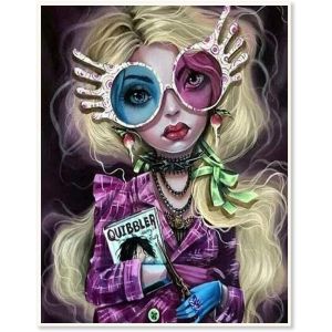 Eryi-30x40cm Rond Peinture Diamants 5d Femme Avec Des Lunettes De Soleil, Diamond Painting Gothique Tableau Perle Diamant Poupée [3927] - Neuf