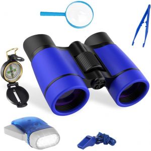 KALANKA-Jumelles Enfant, Binoculars Enfant 6 en 1, Kit jumelle Enfant, Set Jumelles pour Enfants avec Boussole Loupe, Kit Exploration découverte en Plein air Cadeau Enfant Educatif de Camping et Rand - Neuf