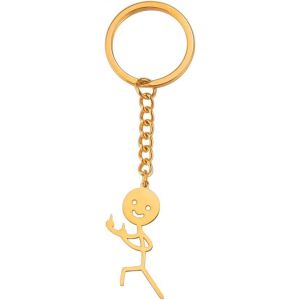Kal-Porte-Cl&eacute;s Smiley En Acier Inoxydable Avec Pendentif En Forme De Doigt D'honneur - Neuf