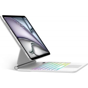 Magic Clavier Pour Ipad Air 13"" M3 2025/M2 2024 - Azerty Français Bluetooth Clavier Avec Pavé Tactile, Design Magnétique Flottant Magic Keyboard, Coque Pour Ipad Pro 12.9 6E 5E 4E Gén, Blanc[Z85] - Neuf