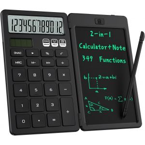 Calculatrice Pliable 2 en 1 avec Tablette d'&eacute;criture LCD effa&ccedil;able,&eacute;cran Large HD 12 Bits,Double Alimentation Solaire Rechargeable,id&eacute;ale pour Les &eacute;tudiants et Le Bureau - Neuf