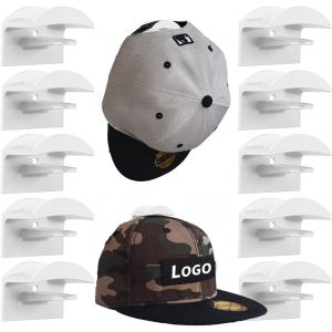 Jexnovashop-Crochets De Chapeaux,10 Pcs Porte De Casquette,Adh&eacute;sifs Crochets Muraux Pour Chapeaux,Mural Double Hook Porte-Chapeaux,Pour Chapeaux, &Eacute;charpes, Sacs, Serviettes, Casques (Blanc) - Neuf