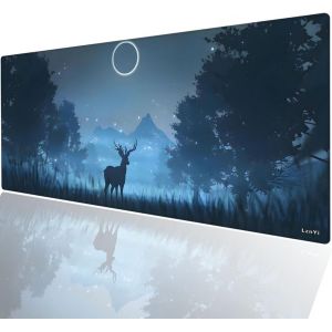 Tapis de souris de jeu, 900 x 400 mm, base en caoutchouc antid&iquest;&iquest;rapant, tapis de souris pour clavier, sous-main avec bords cousus (90 x 40 cm, Nightdeer08) - Neuf