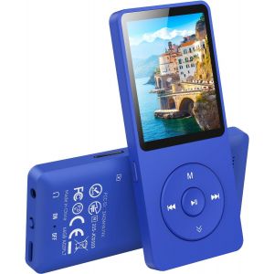 CHECARZHN--NO1-64Go Lecteur Mp3 Bluetooth 5.3 Lecteur Musical Avec Haut-Parleur Et Bouton Volume Baladeur Portable Sans Perte Hifi 70H Ultra-Longue Autonomie Mp3 Sport Avec Radio Fm(Sans Casque)-Bleu - Neuf