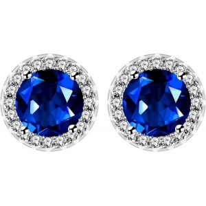 Kal-Boucles D'oreilles Clous Rondes En Zircon Cubique, Classiques Boucles Solitaire Halo Avec Pierre De Naissance Pour Femmes - Neuf