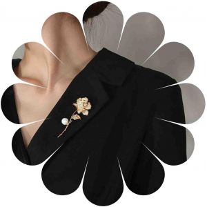 Kjdal-Broche Fleur Rose Strass Broche Fleur Perle Broche Cristal Or Mariage Broche De Revers Broche Rose Cz Broche Collier D&eacute;coratif &Eacute;pingles De S&eacute;curit&eacute; Pour Femmes V&ecirc;tements Robe Tailleur - Neuf