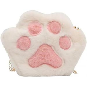 CAUC-Joli sac &agrave; bandouli&egrave;re en peluche motif patte de chat pour t&eacute;l&eacute;phone portable, portefeuille pour filles, femmes, filles, sac &agrave; bandouli&egrave;re en peluche avec sangle de cha&icirc;ne, sac de rangement de v - Neuf
