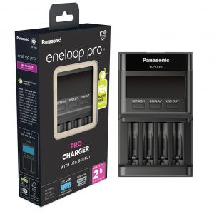 Panasonic Eneloop Pro Chargeur LCD BQ-CC65 ERP Sortie USB Ni-MH AA/AAA sans Piles - Neuf