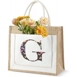 SJZG-Sac En Tissu, Sacs De Courses Et Cabas, Sacs De Courses Personnalis&eacute;s Avec Lettres, Sacs Fourre-Tout Pour Demoiselles Dhonneur, Tote Bag Femme Pour Cadeau Personnalis&eacute; Femme - Neuf