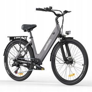 Hillmiles Milecity 1 - V&eacute;lo &Eacute;lectrique 26" - Moteur 250w - Batterie Amovible 36v 13ah - Autonomie 100km - Shimano 7 Vitesses - Gris - Neuf
