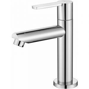 Onece - Robinet De Lavabo Eau Froide Uniquement, Mitigeur Salle De Bains En Laiton Durable, Mousseur D&eacute;montable, Robinetterie Pour Toilettes Invit&eacute;s, Cartouche C&eacute;ramique, Avec Tuyau De Raccordement - Neuf