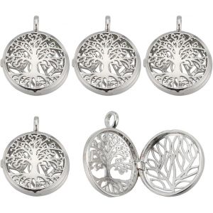 Kal-Pcs Porte-Pierre Cage Collier Cage Pendentifs Médaillon Charms Pendentif Creux Porte-Pierre Médaillon Cage Charms Spirale Perle Cages Arbre De Vie Charmes Pour La Fabrication De Bijoux Cha - Neuf