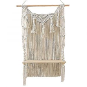 Étagère murale en macramé Étagères flottantes décoratives boho faites à la main pour pot de fleurs,1 étagère de niveau fo - Neuf