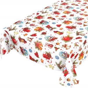 Sjzg-Nappe En Toile Cir&eacute;e - Motif Boules De No&euml;l - Pour F&ecirc;te De No&euml;l - 180 X 140 Cm - Neuf