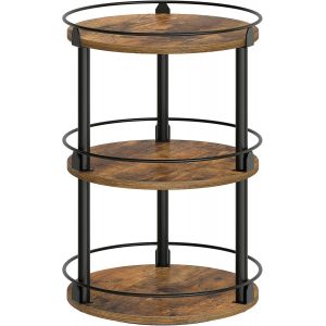 Jexnovashop-Tag&egrave;re &Agrave; &Eacute;pices, Organisateur Pivotant, Plateau Rond &Agrave; 3 Niveaux, Plateau &Agrave; &Eacute;pices Rotatif, Pour Comptoir De Cuisine, Table &Agrave; Manger, Coiffeuse, Bureau, Marron Rustique Et Noir Xsr23br - Neuf