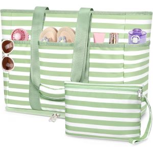 KALANKA-XXL Grand Sac de Plage Femme, 45L Tote Bag Extra Large Famille Anti Sable Imperméable Cabas Plage Pliable Sac a Main avec Compartiment pour la Plage, les Voyages et un Usage Quotidien - Neuf