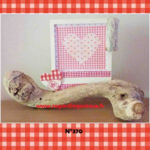 CADRE PHOTO VICHY N&deg;370 AVEC DECO EN BOIS FLOTTE. FABRICATION ARTISANALE. - Neuf