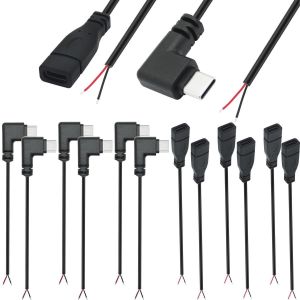 JGD-12PCS Queue de cochon USB C, Angle droit de 90 degr&eacute;s, 22AWG, 5V/3A, C&acirc;ble d'alimentation USB C, Compatible avec ordinateur et &eacute;cran PC - Neuf