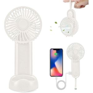 KALANKA-Ventilateur USB, Ventilateur Silencieux avec Powerbank 5000mAh, mini Ventilateur portable, petit Ventilateur rechargeable 4 Vitesses de Vent, 4-16 Heures Refroidissement, Ventilateur de Burea - Neuf