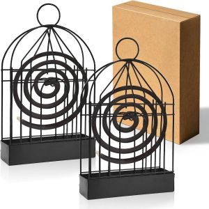 KALANKA-2 Pièces Support Spirale Anti Moustique, Support Bobine Anti Moustique en Métal, Support de Bobine Anti-Moustique Conception de Cage à Oiseaux pour Salon, Chambre, Cuisine (Noir) - Neuf