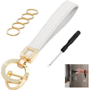 KAL-Porteclés En Cuir Véritable Pour Homme Et Femme Accessoires En Métal Pour Hommes Et Femmes Porte Clef Cuir Tressée Avec Anneau Alliage Porte-Clésconvient Aux Clés De Bureau À Domicile - Neuf