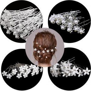 Kalvd-Piques Et Épingle À Cheveux De Fleurs,20pcs Pince A Cheveux Diamant En Forme De U,Accessoire Bijoux Pour Cheveux Mariage,Cristal Forme,Le Style De Bijoux De Mariée De Mariage - Neuf