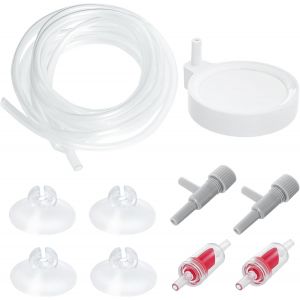 10 Pièces Pompe Aquarium Air Accessoires,1 Bubble L'air Stones Avec 2m Tuyau Aquarium,2 Valves De Contrôle,4 Ventouse Clips,2 D'air Pompe Valve Regulateur Pour Aquarium Bassins Poissons - Neuf
