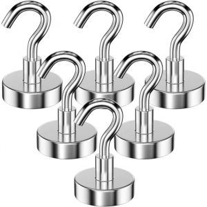 6 pi&egrave;ces 25 MM crochet aimant&eacute; force d&iquest;attraction de 22KG, aimant magnetique crochets puissants d&eacute;tachables, n&eacute;odyme Crochets - Neuf