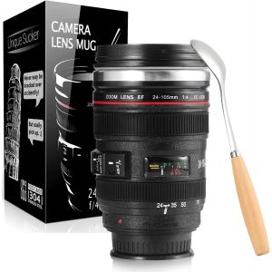 Eryi-Tasse À Café Avec Cuillère, Caméra Objectif Tasse À Café Tasse Avec Couvercle Tambour En Acier Inoxydable Bol Anti-Fuite Bouche Large Pour Café Lait Thé, Cano Ef24 105mm F 4l - Neuf