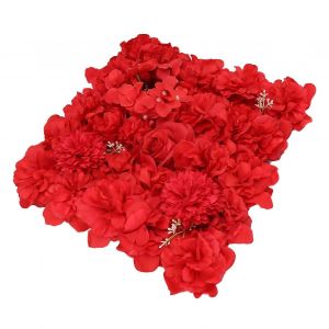 Décoration murale de fleur de rose en soie pour la scène de mariage Fond de scène 15x15in Panneaux de fleurs artificielles de simulation rouge - Neuf