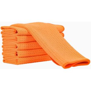 Eryi-Lot De 3 Torchons De Cuisine En Microfibre Super Absorbants À Séchage Rapide En Tissu Gaufré (Orange Fluo, 30 X 30 Cm) - Neuf