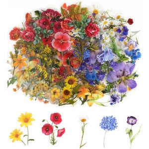 160 Pi&egrave;ces Autocollants De Fleurs Pour Scrapbook,Autocollants De Fleurs Auto-Adh&eacute;sifs,Autocollants Pet Transparents Et Imperm&eacute;ables,Autocollants Pour Journaux,Cartes,Ordinateurs Portables - Neuf