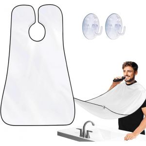 Letnerny-Tablier Barbe, Tablier Barbe Homme, Tablier Barbe Homme, Cape Barber, Bavoir Barbe Avec Ventouse, Ramasse Poil Barbe Idéal Comme Cadeau Pour Homme (Blanc) - Neuf