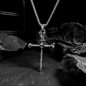 Punk Europ&eacute;en Et Am&eacute;ricain Collier Fant&ocirc;me T&ecirc;te Croix Casting Pendentif Homme S Pendentif Cr&acirc;ne Acier Inoxydable Usine Vente Directe - Neuf