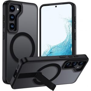 SJZG-Coque Magn&eacute;tique Pour Samsung Galaxy S22 5G Compatible Avec Magsafe, Etui Translucide Matte Case Et Support R&eacute;glable [Charge En Position Debout] B&eacute;quille Protection De Antichoc Militaire Housse, - Neuf