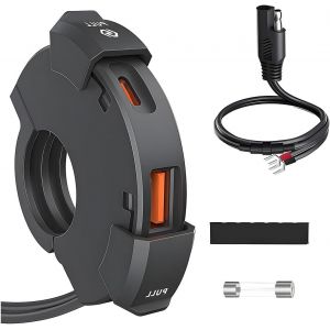 Chargeur De T&eacute;l&eacute;phone Pour Moto, Chargeur De Moto Usb &iquest;Type-C 12V, Universel Chargeurs Motos Qc 3.0 Usb-A + Usb-C Pour 12V 24V Voiture Camping-Car V&eacute;hicule Bateau - Neuf