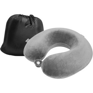 KALANKA-Oreiller de voyage en mousse &agrave; m&eacute;moire de forme l&eacute;ger pour avion, train, voiture, coussin de voyage et de camping (gris clair) - Neuf