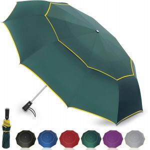 Kalanka-Parapluie Pliant Automatique 54 Pouces Parapluie Resistant Vent Fort Avec 10 Sections Parasol Pliable Voyage Avec Poign&eacute;e Antid&eacute;rapante Parapluie R&eacute;fl&eacute;chissant Pour Hommes Et Femmes - Neuf