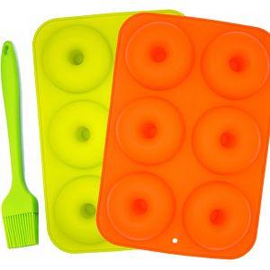 Kalanka-Lot De 2 Moules En Silicone Pour Donuts, 6 Cavit&eacute;s, Moules Pour G&acirc;teaux, Moules Pour G&acirc;teau, Moule Pour Donut, Pour Muffins, Gel&eacute;e, Biscuits, 1 Brosse En Silicone-Kalanka - Neuf