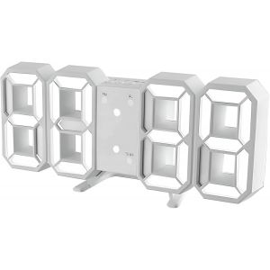 R&eacute;veil num&eacute;rique 3D pour les chambres,horloge murale num&eacute;rique &agrave; affichage LED avec 12/24 heure Date temp&eacute;rature affichage de la m&eacute;moire de temps Dimmable,horloge num&eacute;rique cr&eacute;ative pour chambre cui - Neuf