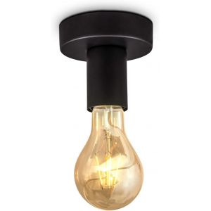 Kal-Spot Plafond Design Rétro Industriel, Plafonnier Métal Noir Mat, Éclairage Plafond & Mural Salon & Chambre, Douille E27, Pour Ampoule Led 10w Max, Ø10cm - Neuf