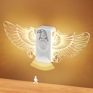 Subzonal-Veilleuse Led D&eacute;tection De Mouvement, 3 Modes Lampe De Aigle Interieur Rechargeable Eclairage, Sans Fil Veilleuse Murale, Magn&eacute;tique Pour Cuisine, Chambre, Couloir, Penderie - Neuf