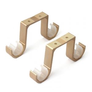 Support de tringle à rideau, 2 pièces, fixation murale, double support, pour tringle à rideau, plafond, alliage d'aluminium antirouille, diamètre de tringle adapté : 28-33 mm (doré) - Neuf